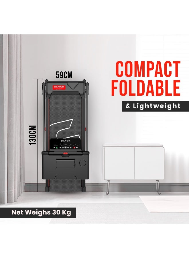 Sparnod Fitness STH-3085 Foldable Treadmill for Home Use – 2.5 HP Motor, 12 Preset Programs, 12 km/h Speed, Manual Incline, LED Display, Shock Absorption, 90kg Max Weight - Image 4