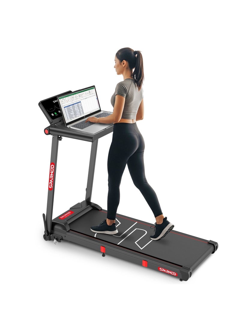 Sparnod Fitness جهاز المشي القابل للطي STH-3085 للاستخدام المنزلي – محرك بقوة 2.5 حصان، 12 برنامج مسبق، سرعة 12 كم/س، ميل يدوي، شاشة LED، امتصاص للصدمات، وزن أقصى 90 كجم - Image 1