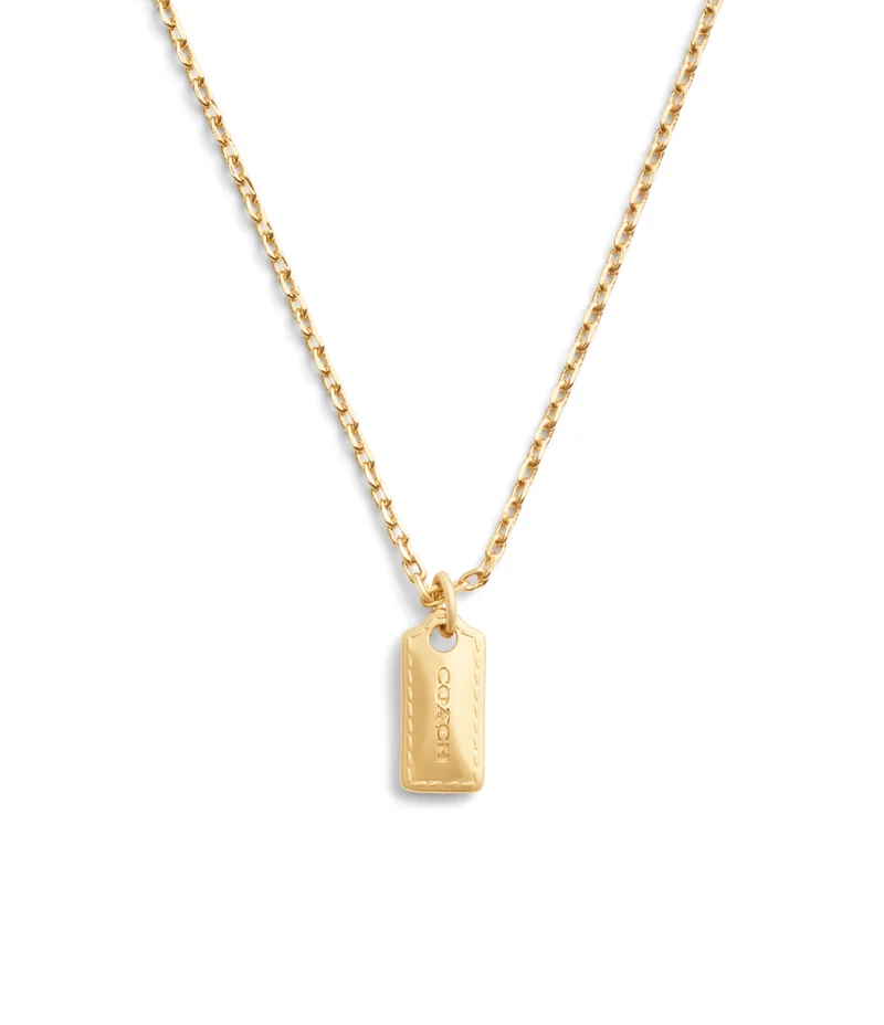 COACH Signature Stitched Hangtag Pendant Necklace