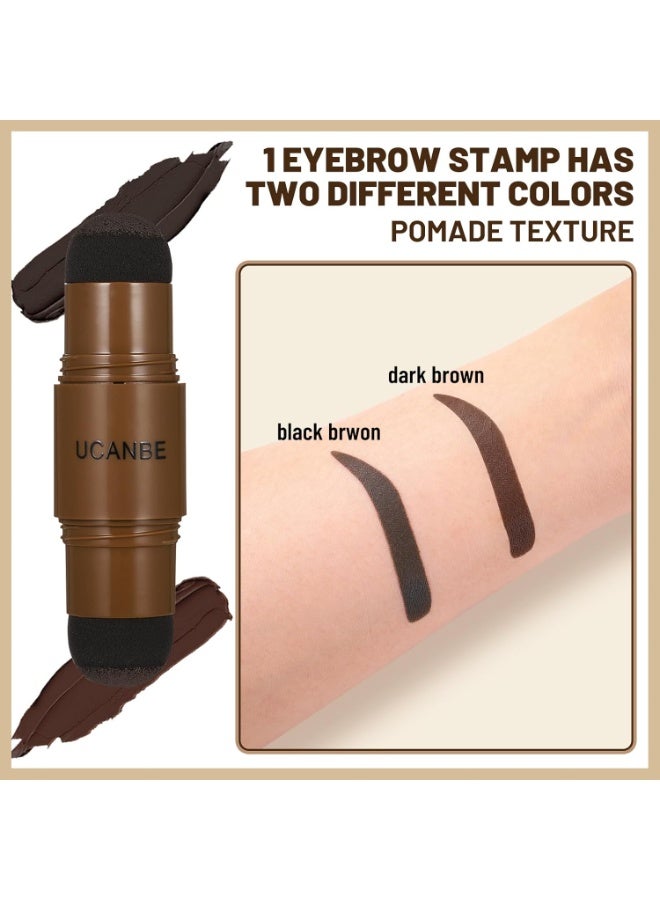 Ucanbe UCANBE 25PCS Eyebrow Stamp Stencil Kit With Dual-Color Eyebrow Stamp Pomade,20 Reusable Eyebrow Stencils,Finising Powder,Brush,Eyebrow Razor,Zipper Pouch,Waterproof Eye Brow Stamping and Shaping Kit04  - Image 3
