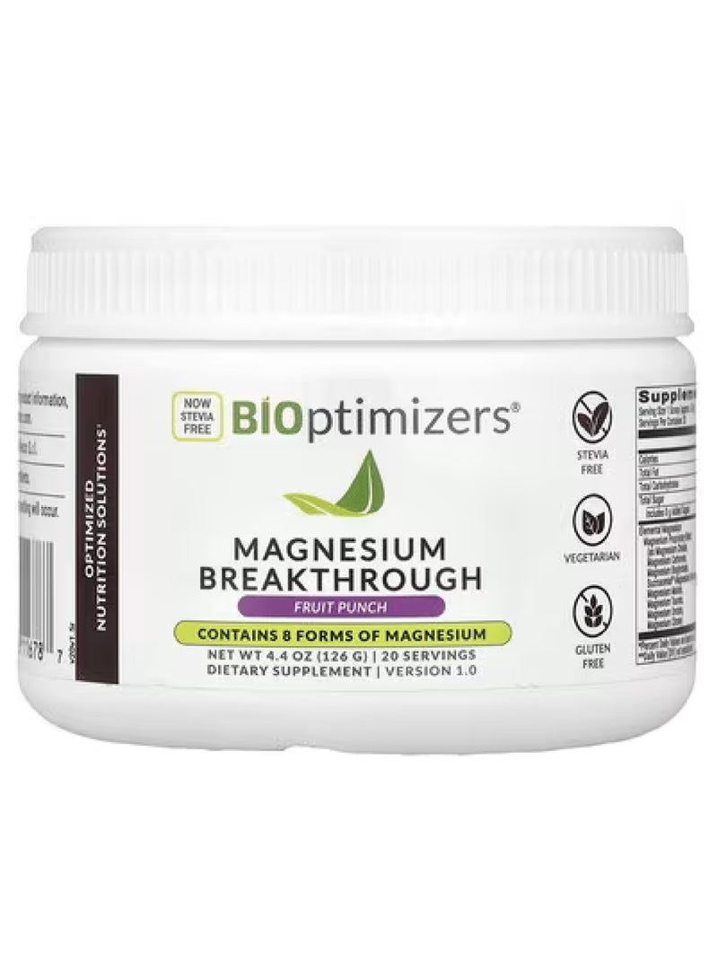 BiOptimizers Magnesium Breakthrough, Fruit Punch, 4.4 oz (126 g)