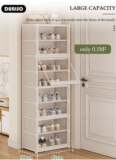 DUNISO 8 Tier Shoe Rack with Dustproof Cover, Portable Shoes Organizer for Entryway, Shoe Storage Cabinet, Plastic Shoe Shelves Space Saving for Closet Entryway Bedroom Hallway  - Image 5