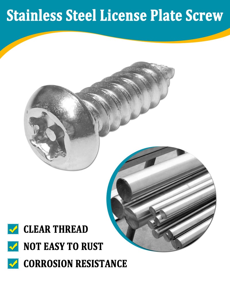 Aootf Stainless Steel License Plate Screws -30PC Star Anti Theft Screw Torx Head Security Tamper Resistant Self Tapping License Plate Bolt License Plate Frame Fastener, Black Caps,Anti-Rattle Pad - Image 2