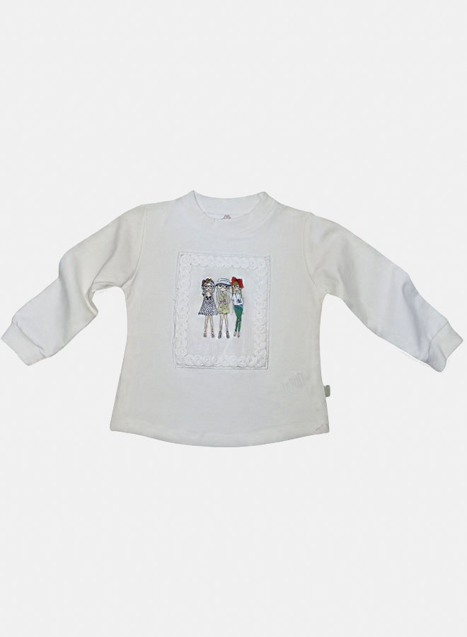 BabyShoora Baby Girl Winter Set (Soft Wool Poncho, Cotton Top & Ripped Cotton Pants) - Image 2