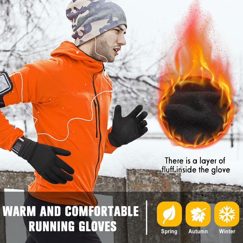 Running Gloves Touchscreen Anti-Slip Gloves Lightweight Fleece Sports Gloves Warm Windproof Winter Glove Liner for Men and Women Outdoor - Image 2