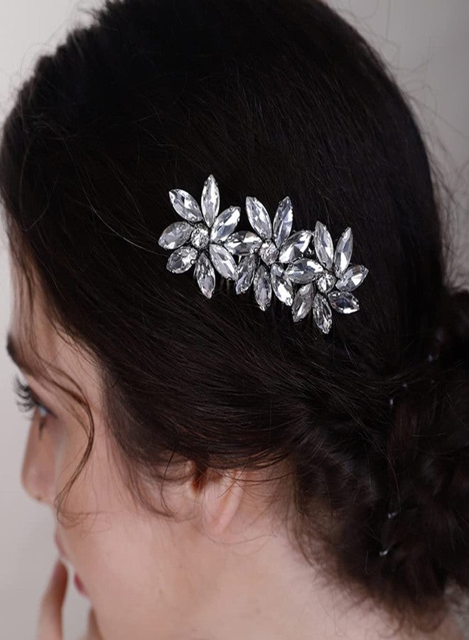 BERYUAN Crystal Hair Comb for Women, Prom, Wedding Headpiece for Bride, Bridesmaids, Pink - Image 2