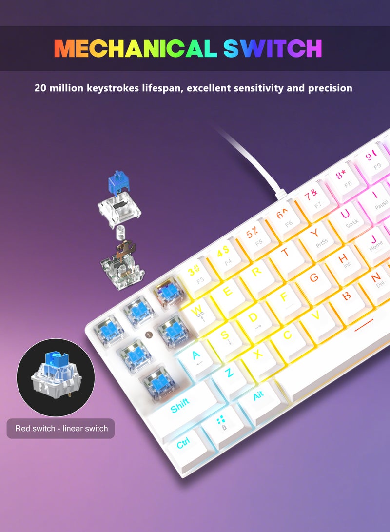 Xkimos 61-key RGB Mechanical Keyboard 60% Mini Wired Waterproof Gaming Keyboard with Blue Switches for Gamers, White  - Image 5