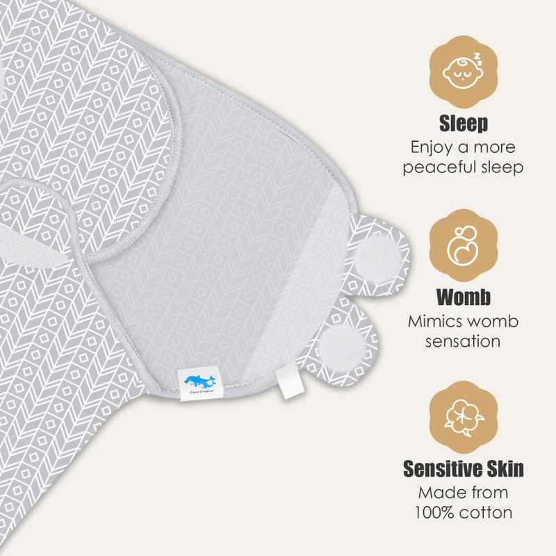 SWEET DOLPHIN 3-Pack Baby Swaddle Sleep Sacks - Newborn Swaddle Blanket with Soft Cotton - Ergonomic Wrap for Boys and Girls, 0-3 Months, Grey - Image 5
