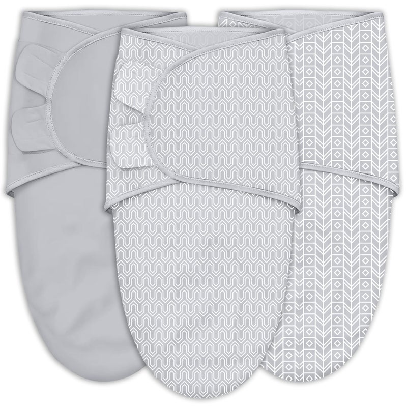 SWEET DOLPHIN 3-Pack Baby Swaddle Sleep Sacks - Newborn Swaddle Blanket with Soft Cotton - Ergonomic Wrap for Boys and Girls, 0-3 Months, Grey - Image 1