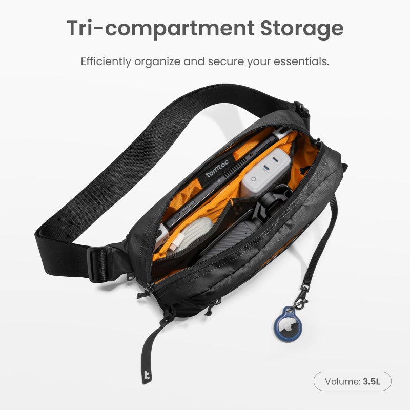 Tomtoc حقيبة توماطوك 3.5 لتر مع حماية RFID، حقيبة كتف عابرة للصدر للرجال والنساء، حقيبة خفيفة مقاومة للماء للاستخدام اليومي والسفر - Image 3