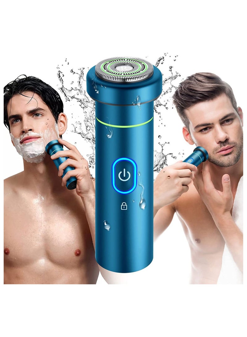 Excefore Electric Razor for Men Travel Shaving Electric Razor Multi-Function Portable Travel Razor 100% Washable Rotary Shaver Wet & Dry Electric Shaver-Type-C Fast Charging (Blue) - Image 2