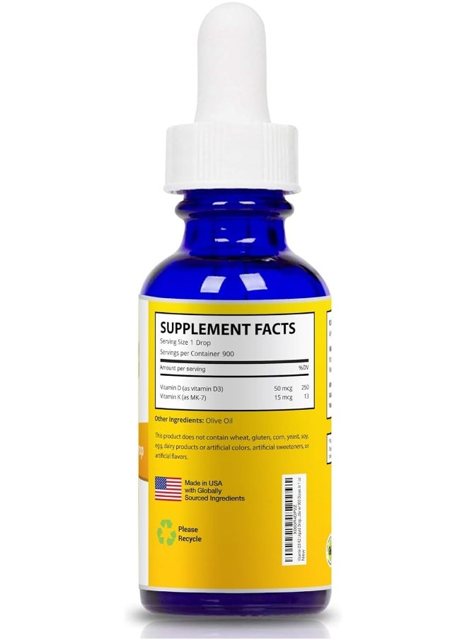 MaxX Labs MaxX Labs Vitamin D3 Liquid Drops with Vitamin K2 MK7 Full 2000IU Per Drop - 1oz  - Image 3