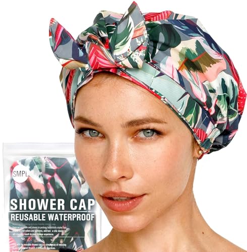 SMPL objects Reusable Shower Cap for Women Reusable Waterproof – Leakproof, Nonslip Hair Cap for Shower Flexiband – Soft, Breathable, Durable Christmas Shower Caps by SMPL OBJECTS - Image 1