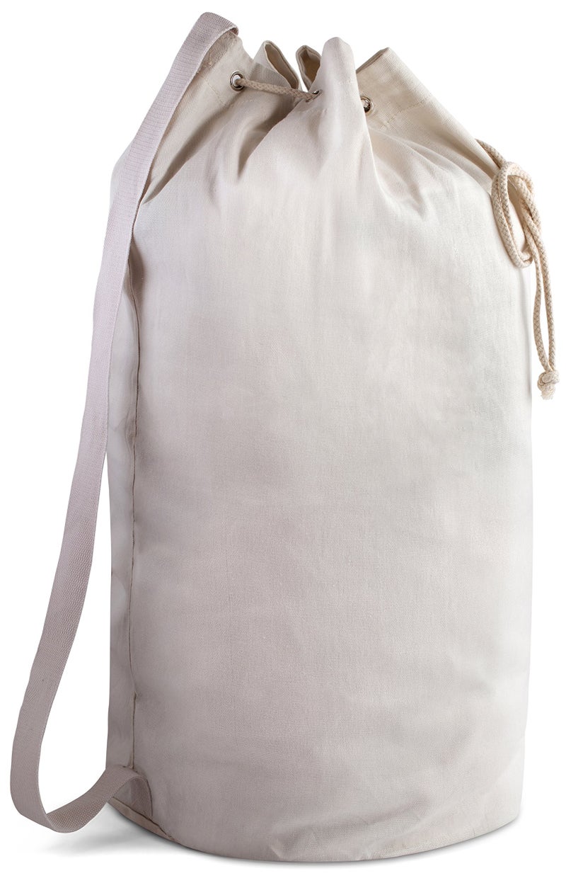 Handy Laundry Canvas Duffel Bag - Drawstring, Leather Closure, Shoulder Strap - Image 1