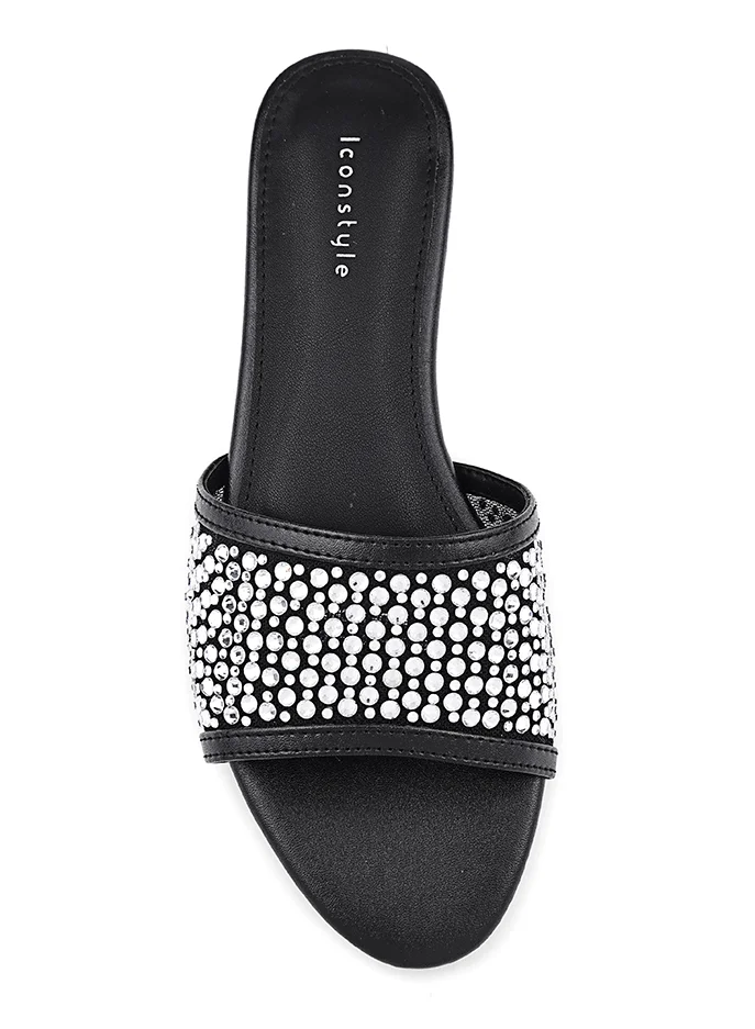 Iconstyle  Festive flat sandal with a sparkling lace front. for Women | Best Price UAE