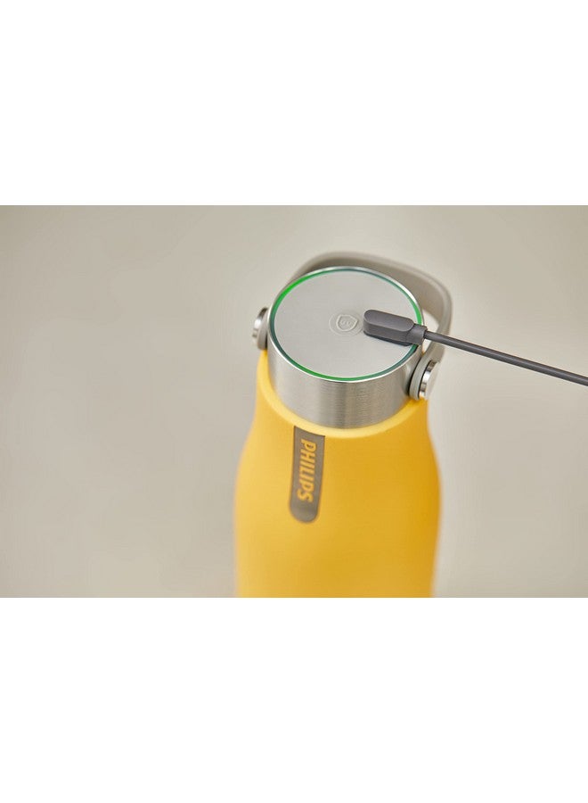 PHILIPS Water GoZero UV Self-Cleaning Smart Water Bottle Vacuum Stainless Steel Insulated Water Bottle with Handle Double-wall, Auto Cleaning, Keep Drink Hot or Cold, BPA Free, Yellow, 20 oz - Image 2