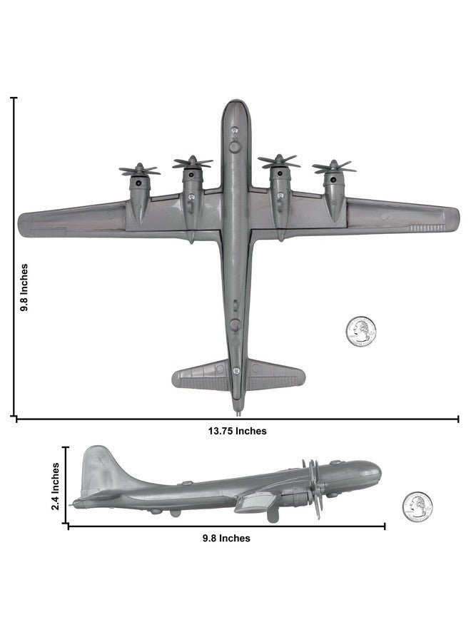 Tim Mee Toy TimMee WW2 B-29 Superfortress Bomber Plane - Silver-Gray Plastic Army Men Aircraft  - Image 2