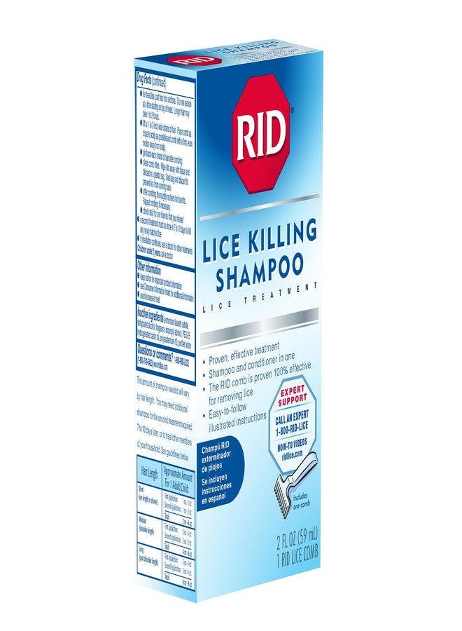 RID Lice Killing Shampoo Proven Effective Head Lice Treatment for Kids and Adults Includes Nit Comb Bottle Ounces, Piece Set, 2 Fl Oz - Image 3