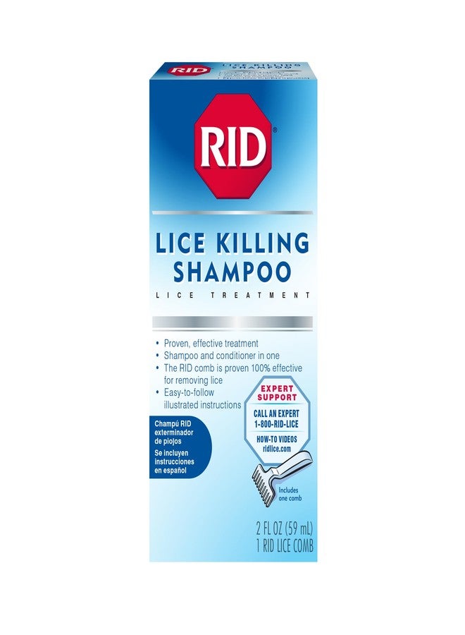 RID Lice Killing Shampoo Proven Effective Head Lice Treatment for Kids and Adults Includes Nit Comb Bottle Ounces, Piece Set, 2 Fl Oz - Image 1
