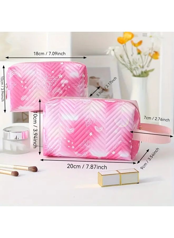 Korean Style Large Capacity Makeup Organizer Bag Blue A Soft Polyester Travel Toiletry Case With Handle - Image 4