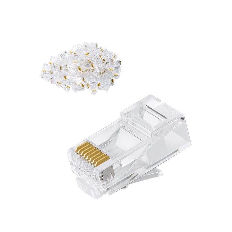 CableCreation Cat6 RJ45 Connectors, 100-PACK Cat6 RJ45 Ends, Ethernet Cable Crimp Connectors UTP Network Plug for Solid Wire and Standard Cable, Transparent - Image 2