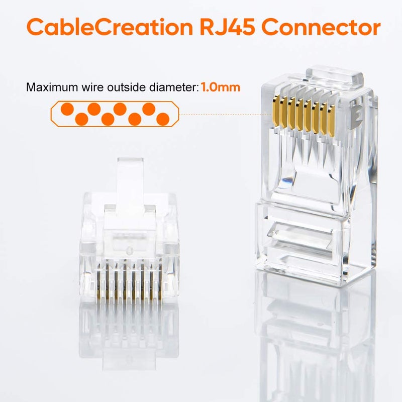 CableCreation Cat6 RJ45 Connectors, 100-PACK Cat6 RJ45 Ends, Ethernet Cable Crimp Connectors UTP Network Plug for Solid Wire and Standard Cable, Transparent - Image 5
