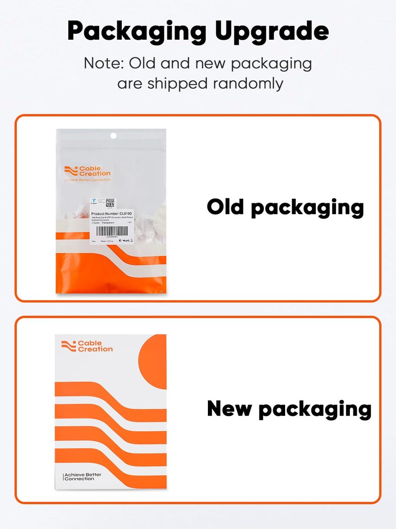 CableCreation Cat6 RJ45 Connectors, 100-PACK Cat6 RJ45 Ends, Ethernet Cable Crimp Connectors UTP Network Plug for Solid Wire and Standard Cable, Transparent - Image 3