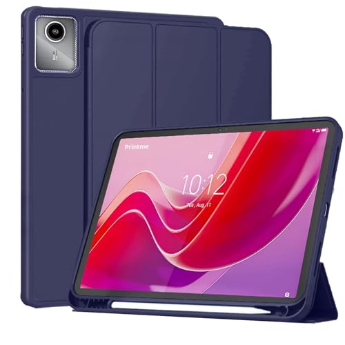 Printme Smart Case for Lenovo Tab M11/Tab K11 LTE 11" 2024 TB330FU with Pen Holder, Slim Stand Trifold Hard Shell Protective Tablet Cover, Support Auto Wake/Sleep (Blue) - Image 1