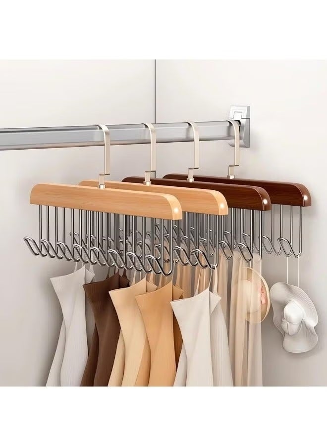 Wooden Bra Hanger with 8 Hooks, 360 Rotating Space Saving Closet Organizer for Belt, Tie, Tank Top, Bra, Scarf -Beige - Image 3