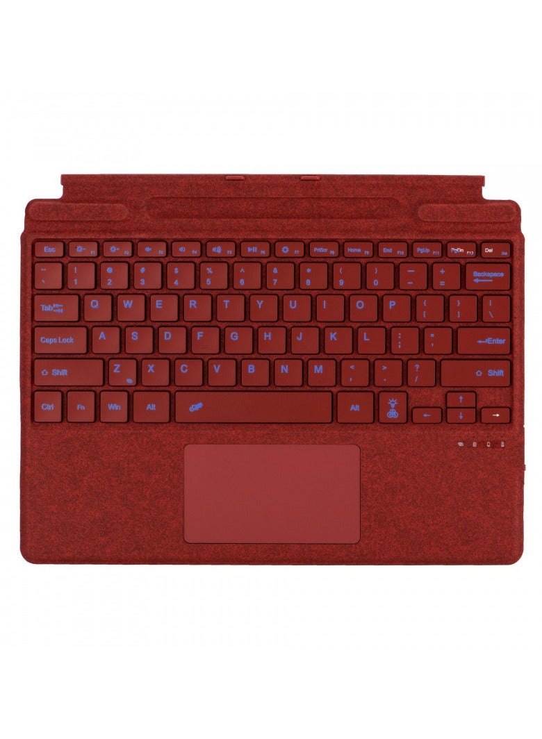 Arabic and English Keyboard for Microsoft Surface Pro 11/X/10/9/8, 7-color Keycap Alphabet Backlit Bluetooth Wireless Removable Keyboard with Magnetic Pen Slot