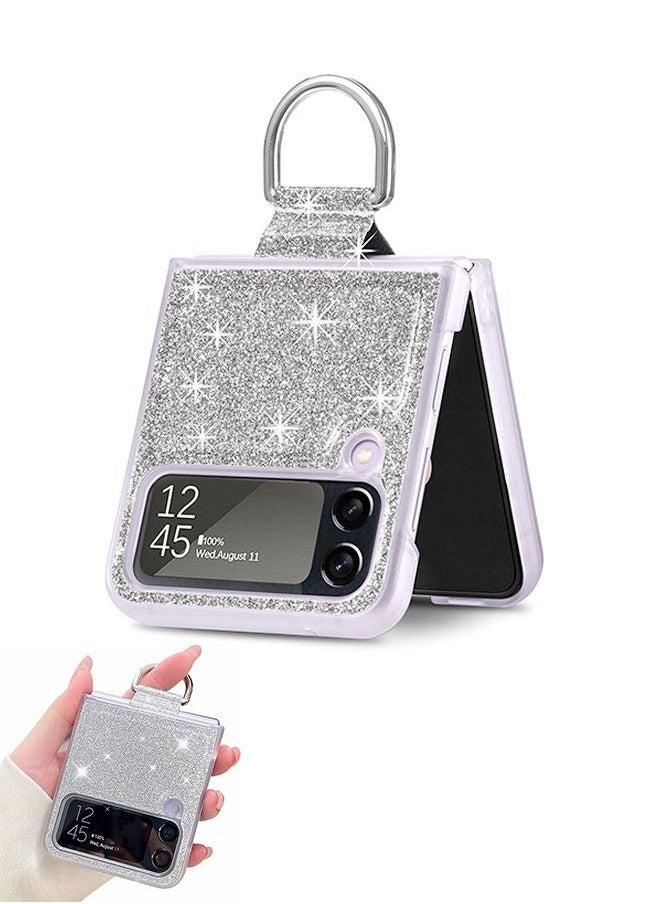 Generic - Glitter Crystal Hard PC Slim Case for Samsung Z Flip 4, Soft TPU Shockproof Protection Cover, Bling Luxury Protective Phone Case Shell(Silver) - Image 1