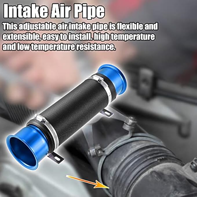A ABSOPRO 1 Piece 76 mm 3 Inch Car Air Duct Hose Cold Air Turbo Intake Pipe Kit Blue - Image 2
