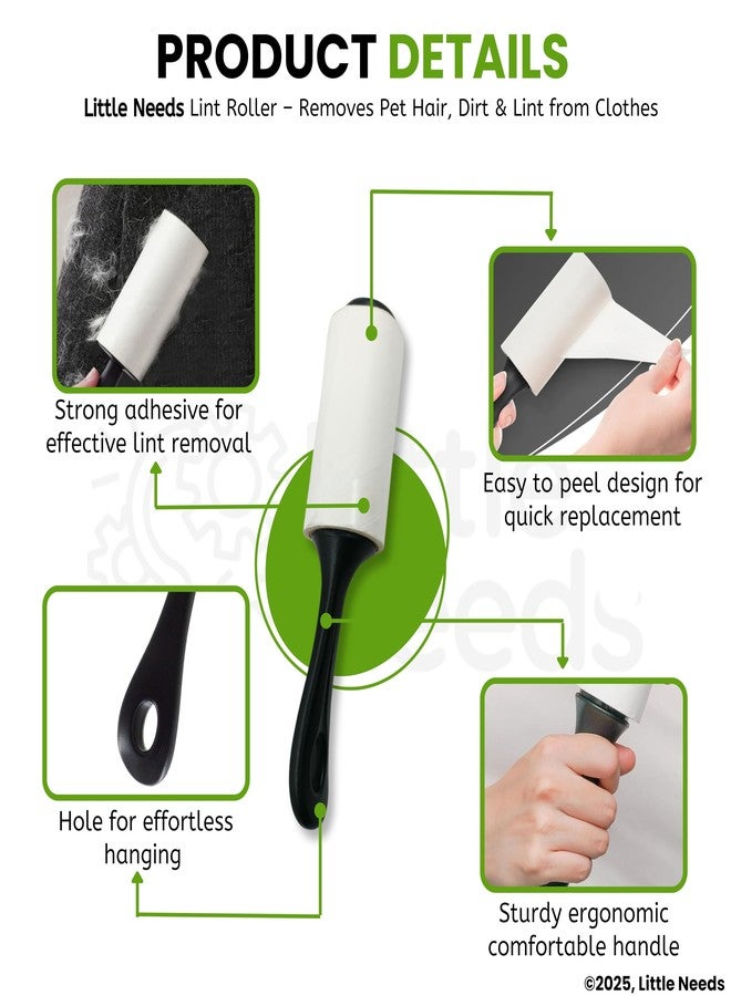 Little Needs Pet Hair Remover Lint Roller with Handle and 5 Refills (360 Sheets) I Reusable Easy-Tear Roller I Pet Hair Remover for Clothes, Sofa, Furniture, Coats, Car Seats, Carpets, Fabric - Image 3
