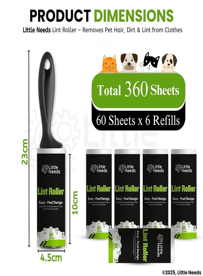 Little Needs Pet Hair Remover Lint Roller with Handle and 5 Refills (360 Sheets) I Reusable Easy-Tear Roller I Pet Hair Remover for Clothes, Sofa, Furniture, Coats, Car Seats, Carpets, Fabric - Image 2