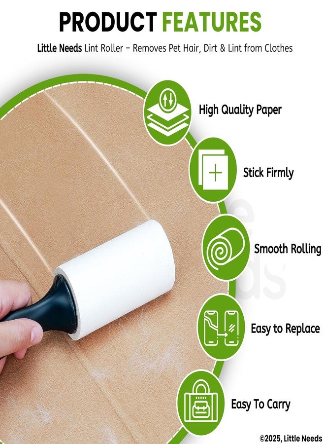 Little Needs Pet Hair Remover Lint Roller with Handle and 5 Refills (360 Sheets) I Reusable Easy-Tear Roller I Pet Hair Remover for Clothes, Sofa, Furniture, Coats, Car Seats, Carpets, Fabric - Image 4