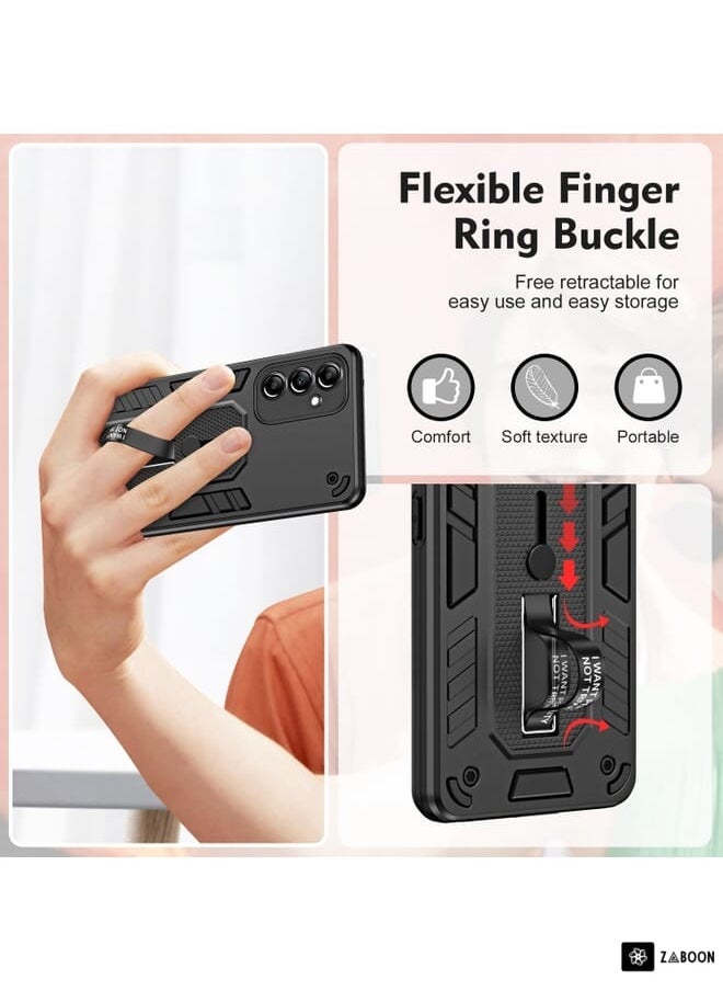 جرين تايجر إلى Samsung Galaxy A14 5G Variety Brave Armor Finger Loop حامل هاتف (أسود)  - Image 5