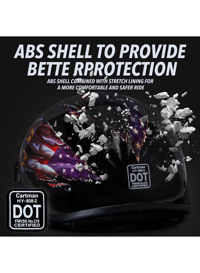 Cartman Cruiser Scooter Motorcycle Half Face Helmet, Patriotic Eagle USA Graphics, DOT Approved for Bike Scooter ATV UTV Chopper, Large - Image 3