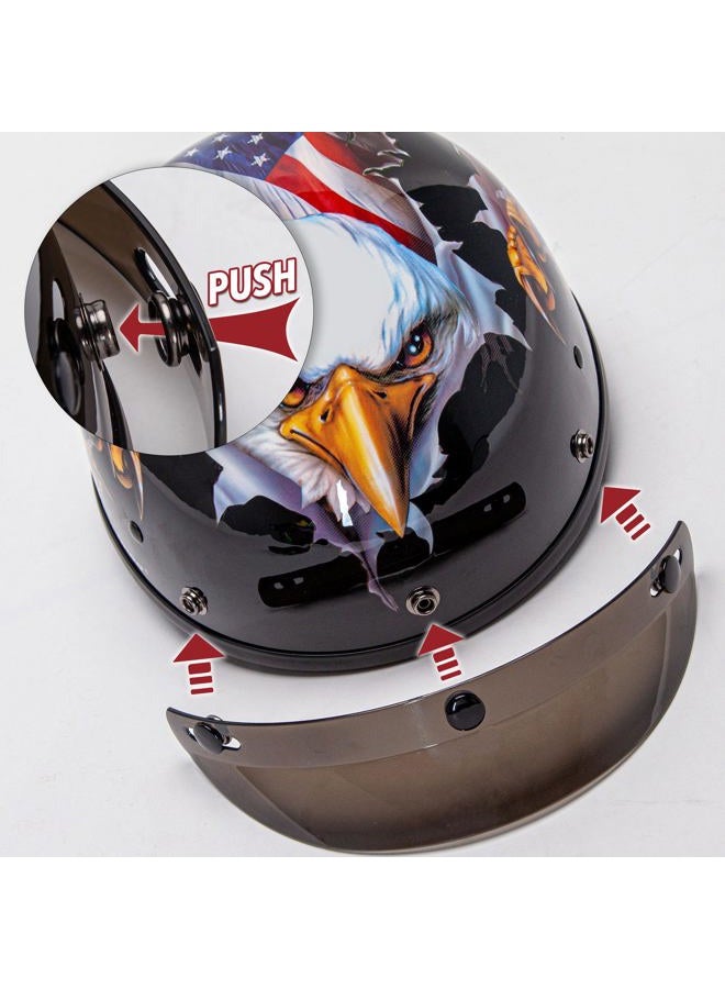Cartman Cruiser Scooter Motorcycle Half Face Helmet, Patriotic Eagle USA Graphics, DOT Approved for Bike Scooter ATV UTV Chopper, Large - Image 4
