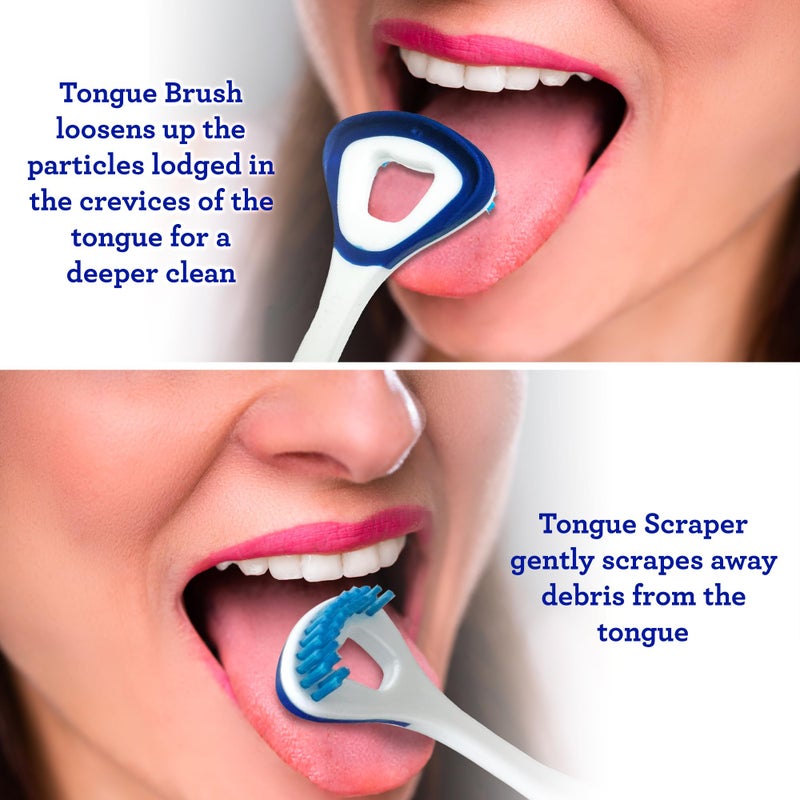 GuruNanda Dual Action Tongue Scraper (1 Pack), 2-in-1 Tongue Scraper & Soft Bristled Brush, Deep Cleans & Fights Bad Breath - Color Varies - Image 3