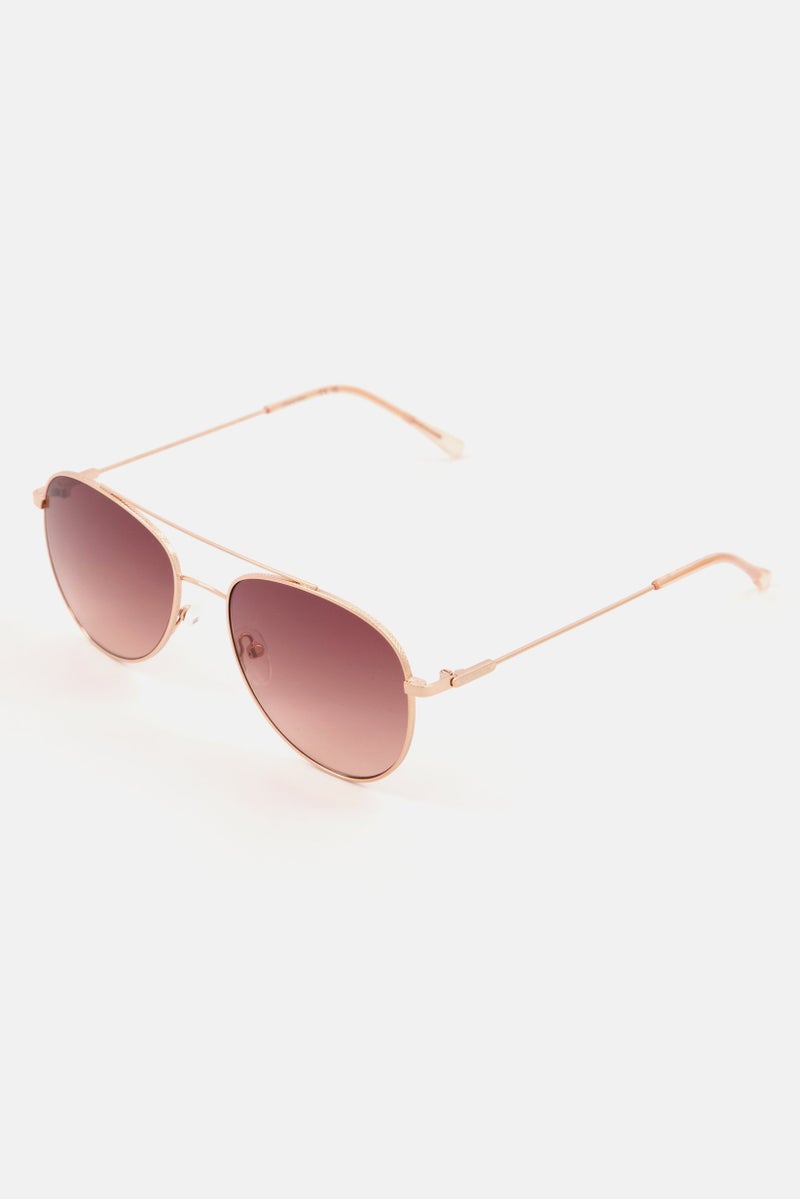 CALVIN KLEIN Women CK20120SW Marchon Aviator Sunglasses, Gold  - Image 4