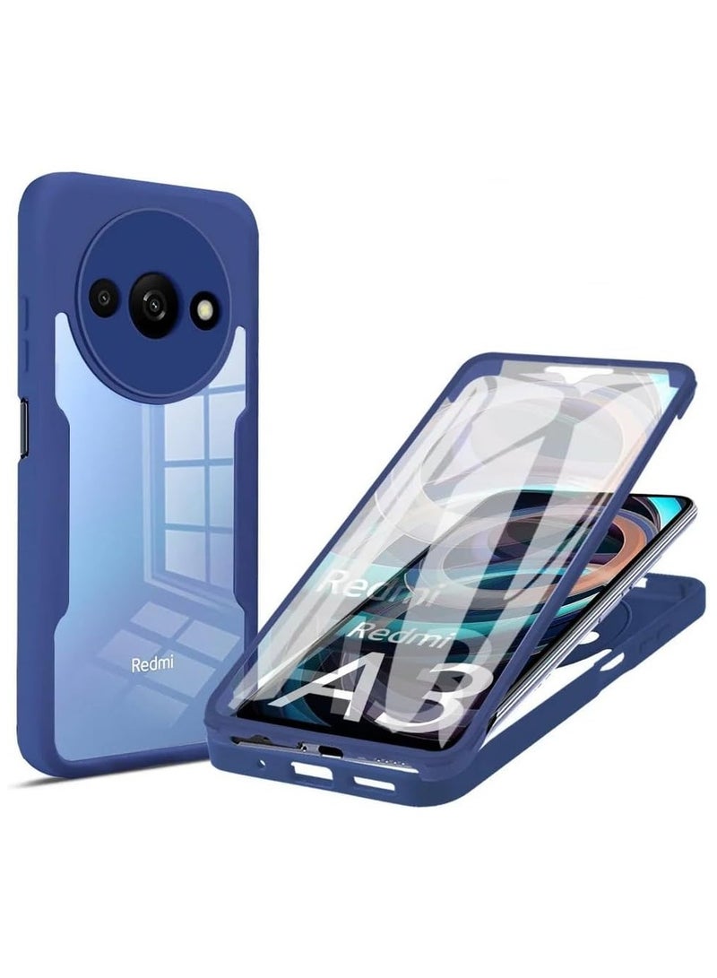 عام Case Compatible with Xiaomi Redmi A3, 360° Full Body Protection Military-Grade Shockproof TPU Clear Phone Cover with Screen Protector
