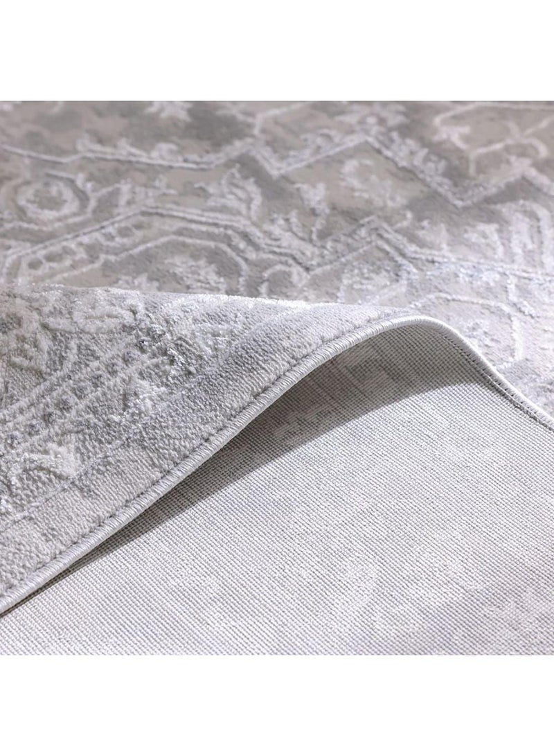 DANUBE HOME Nowa Shine Rug  Polypropylene + Polyester Area Rug Floor Covering L300xW200cm-Light Grey/Cream  - Image 2