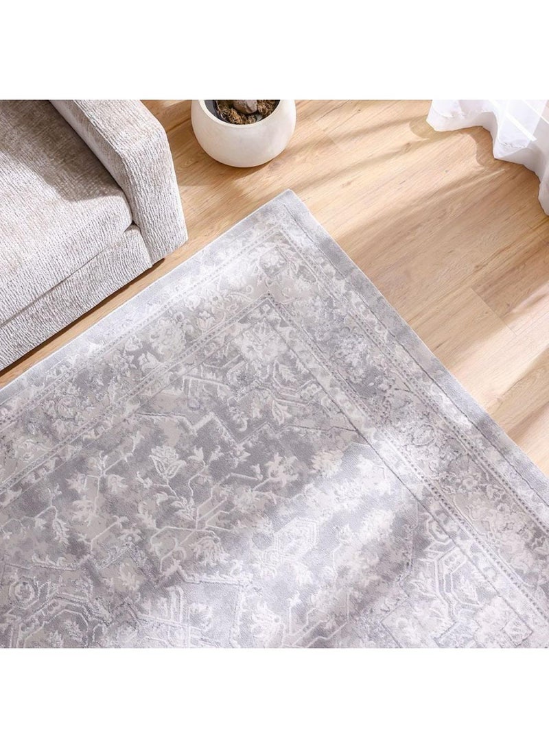 DANUBE HOME Nowa Shine Rug  Polypropylene + Polyester Area Rug Floor Covering L300xW200cm-Light Grey/Cream  - Image 1