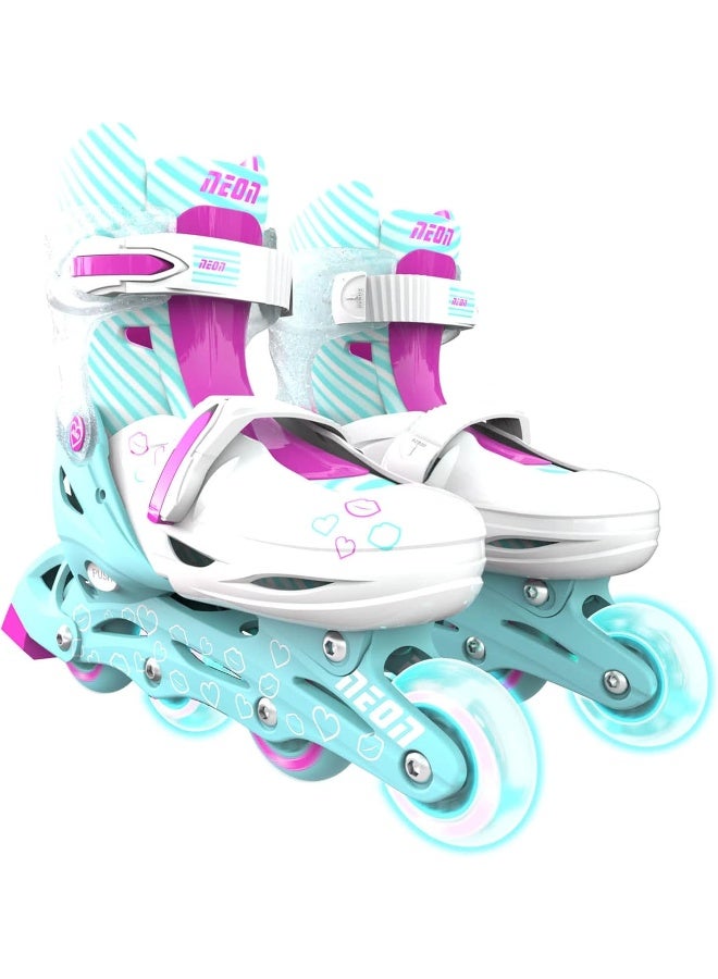نيون  أحذية Neon Combo 2 في 1 باللون الفيروزي | أحذية قابلة للتعديل للأطفال | تتحول من وضع التعلم إلى التزلج على المسار | بدون الحاجة لأدوات | مقاسات US 3-6 | NT10T4 - Image 2