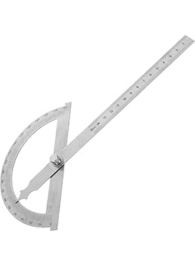 Metal Protractor Ruler 180 Degree 150mm Diameter with Straight Edge for Woodworking and Drawing - Image 1