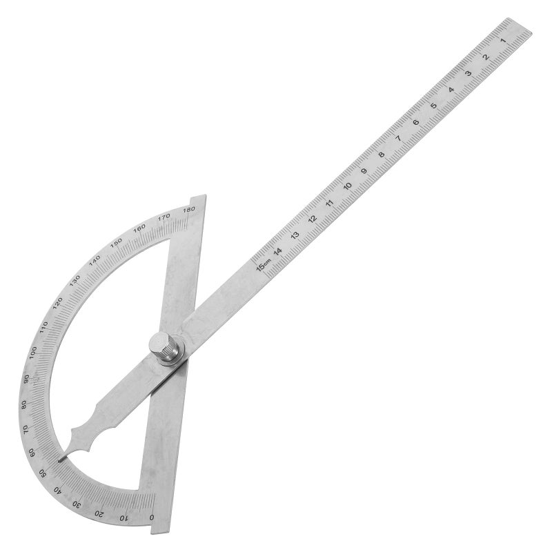 Metal Protractor Ruler 180 Degree 150mm Diameter with Straight Edge for Woodworking and Drawing - Image 2