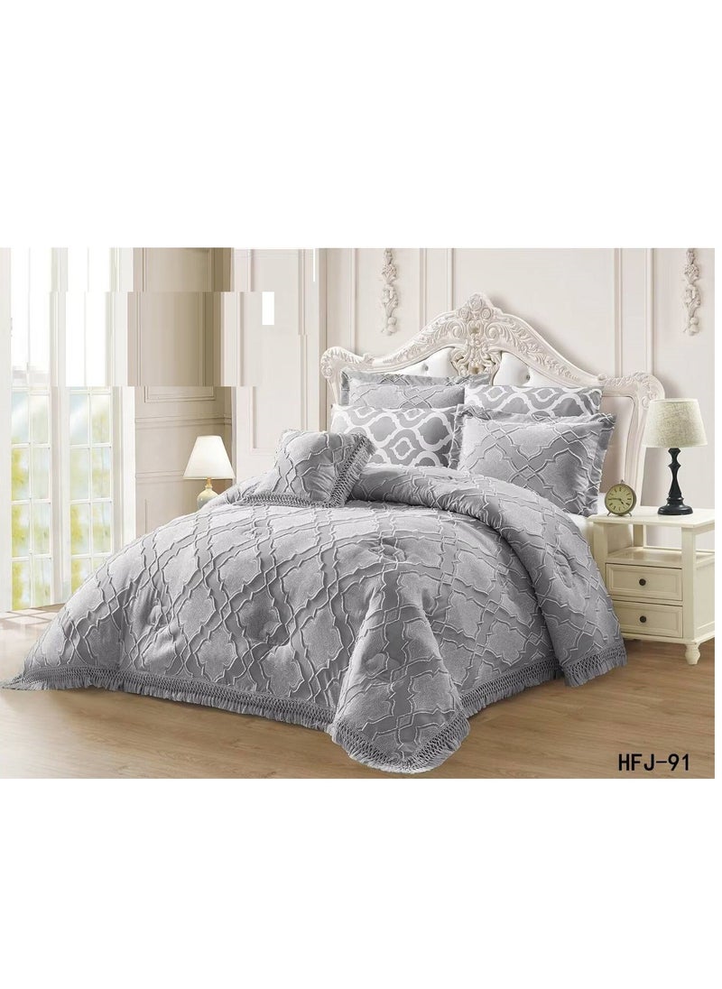 BAIG 6Pcs Comforters 200 Thread Count Fitted Sheet 100% Cotton Hotel Quality Bed Sheets  - King size Embroidered Textured Bedding Set Comforter set Microfiber 