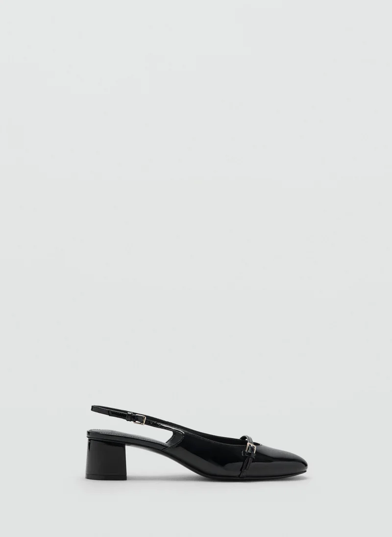 مانجو Patent Leather Shoes With Straps And Buckle