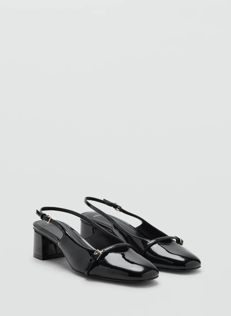 مانجو Patent Leather Shoes With Straps And Buckle