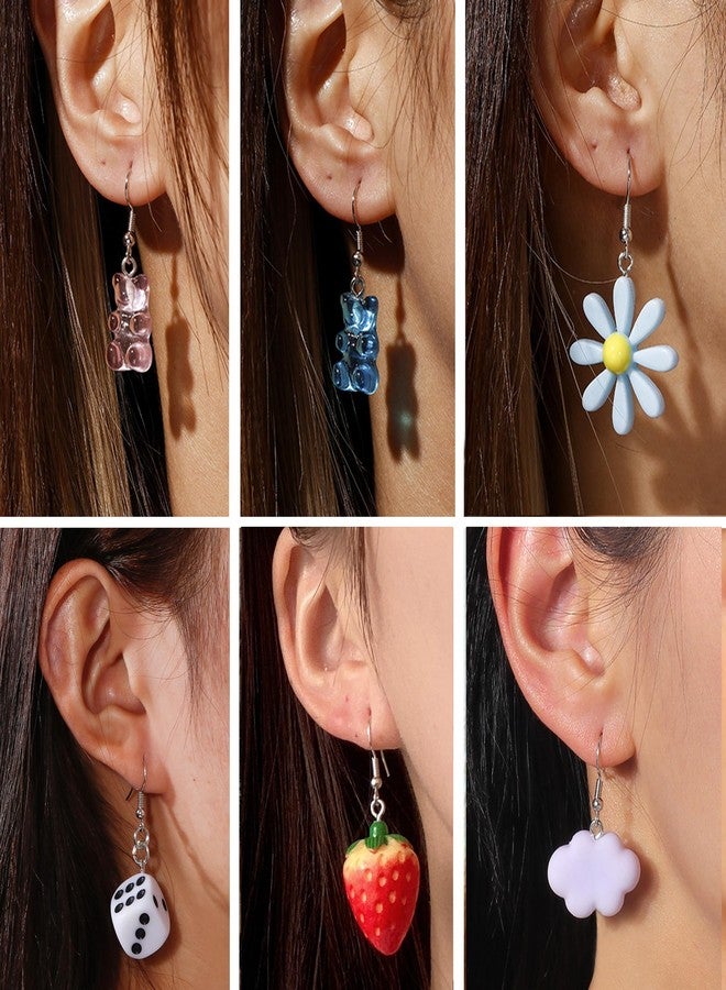 EIELO 40 Pairs Cute Funny Weird Earrings Boba Water Bottle Pearl Milk Tea Food Gummy Bear Fruit Mushroom Goldfish Earring Set Cute Funny Dangle Drop Earrings for Women - Image 2